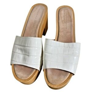 Veronica Beard WOMENS 10M PRE-OWNED Hannalee Clogs WHITE PLATFORM BLOCK HEEL‎